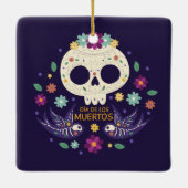 Bunte Blumenverzierung skull Dia de Muertos | Keramikornament (Rückseite)