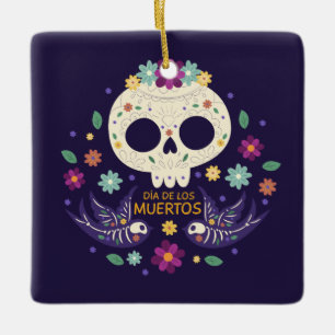 Bunte Blumenverzierung skull Dia de Muertos   Keramikornament