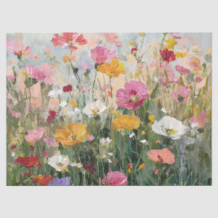 Bunte Blumenwiese Ölgemälde Seidenpapier
