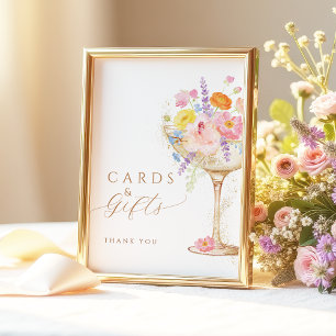 Bunte Blüten Prosecco Karten & Geschenke Tischschi Poster