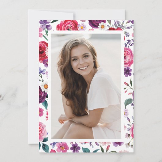 Bunte Blütenschülerparty Einladung (Rückseite)