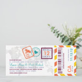 Bunte Boarding-Durchlauf-Luftpost-Karten-Einladung Einladung (Stehend Vorderseite)