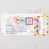 Bunte Boarding-Durchlauf-Luftpost-Karten-Einladung Einladung (Vorne/Hinten)