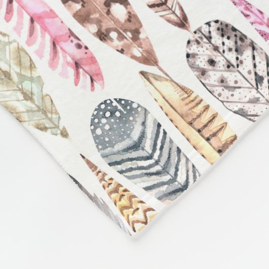 Bunte Bohemische Stammes- Federn personalisiert Fleecedecke (Ecke)