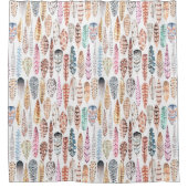 Bunte Bohemische Stammes- Watercolor-Federn Duschvorhang (Vorderseite)