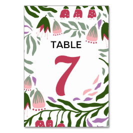 Bunte Boho Retro Folklore Blume Hochzeit Tischnummer