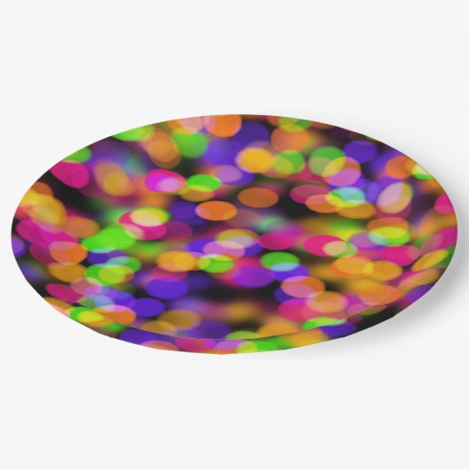 Bunte Bokeh-Blasen Pappteller (Schrägansicht)