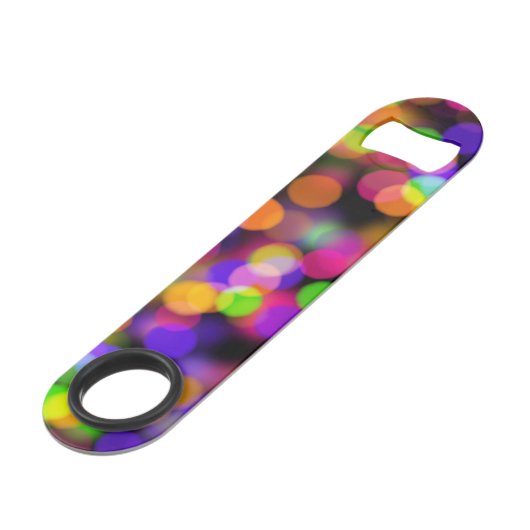 Bunte Bokeh-Lichtblasen Speed Flaschenöffner (Rückseite Schrägansicht)