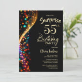 Bunte Bokeh Überraschung 55. Geburtstagsparty Einladung (Stehend Vorderseite)