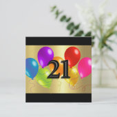 Bunte Bollons zum Geburtstag 21 Einladung (Stehend Vorderseite)