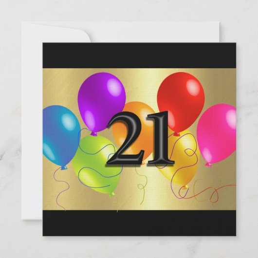 Bunte Bollons zum Geburtstag 21 Einladung (Vorderseite)
