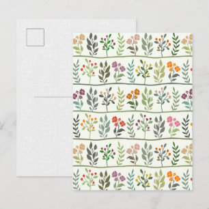 Bunte botanische Rhapsodie Florale Silhouette Postkarte