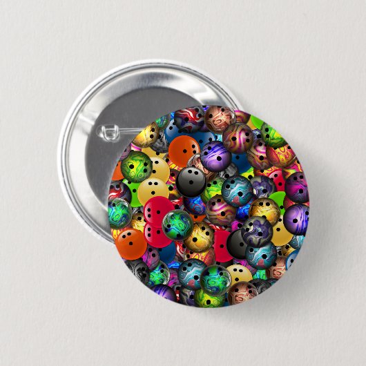Bunte Bowlings-Ball-Collage Button (Vorne & Hinten)