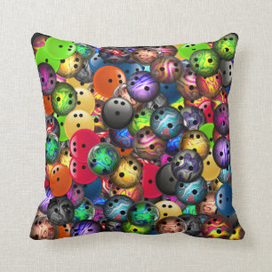 Bunte Bowlings-Ball-Collage Kissen