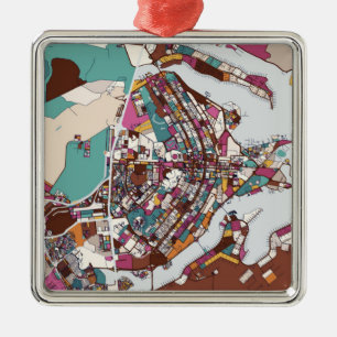 Bunte Brasilien-Karte Ornament Aus Metall