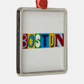 Bunte Buchstaben Bostons Silbernes Ornament (Rechts)
