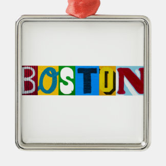 Bunte Buchstaben Bostons Silbernes Ornament
