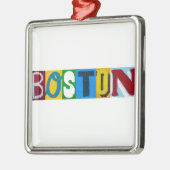 Bunte Buchstaben Bostons Silbernes Ornament (Links)