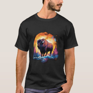 Bunte Büffel-Wildtier-Kunst Bison-Tier-Kunst T-Shirt