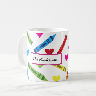 Bunte Buntstifte und Herzen Muster Lehrer Kaffeetasse