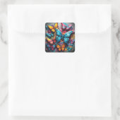 Bunte Butterfliege Quadratischer Aufkleber (Tasche)