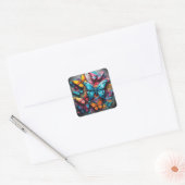 Bunte Butterfliege Quadratischer Aufkleber (Umschlag)