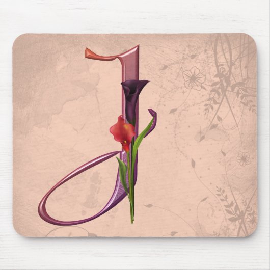 Bunte Calla-Initiale J Mousepad (Vorne)