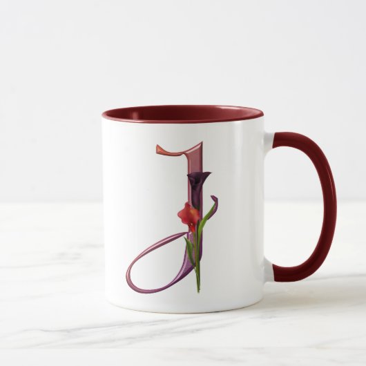 Bunte Calla-Initiale J Tasse (Rechts)