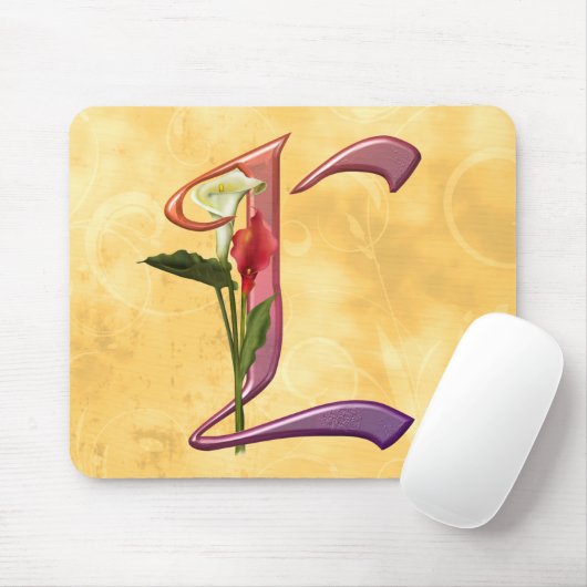 Bunte Calla-Initiale L Mousepad (Mit Mouse)