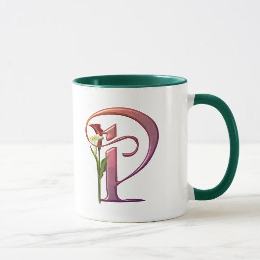 Bunte Calla-Initiale P Tasse (Rechts)