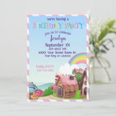 Bunte Candy Land Birthday Einladung (Stehend Vorderseite)