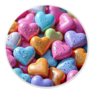 Bunte Candy Love Hearts Keramikknauf