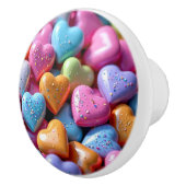 Bunte Candy Love Hearts Keramikknauf (Rechts)