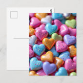 Bunte Candy Love Hearts Postkarte (Vorne/Hinten)