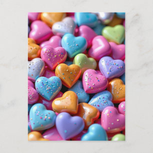 Bunte Candy Love Hearts Postkarte