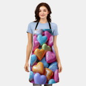 Bunte Candy Love Hearts Schürze (Getragen)