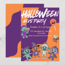 Bunte Candy-Monster-Kinder-Halloween-Einladung