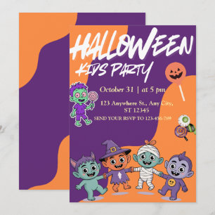 Bunte Candy-Monster-Kinder-Halloween-Einladung Einladung