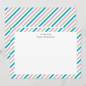 Bunte Candy Stripe Personalisierte Danke Schön Kar Mitteilungskarte (Vorne/Hinten)