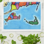 Bunte Cape Cod-Karte Handtuch (Gefaltet)