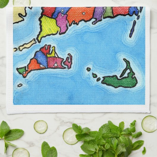 Bunte Cape Cod-Karte Handtuch (Gefaltet)