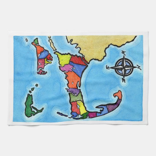 Bunte Cape Cod-Karte Handtuch (Horizontal)