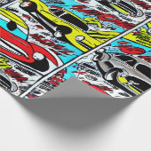 Bunte Cartoon-Autos Comic-Muster Geschenkpapier (Ecke)