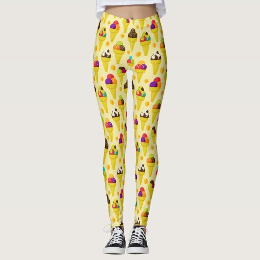 Bunte Cartoon-Eiscreme-Kegel Leggings (Vorderseite)
