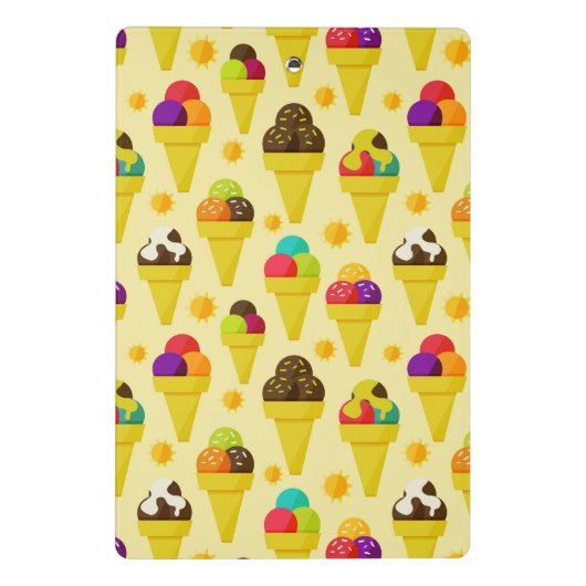 Bunte Cartoon-Eiscreme-Kegel Mini Klemmbrett (Rückseite)
