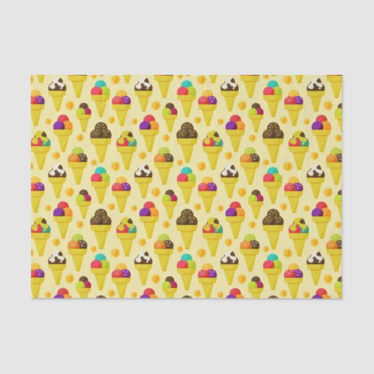 Bunte Cartoon-Eiscreme-Kegel Seidenpapier (Vorderseite)