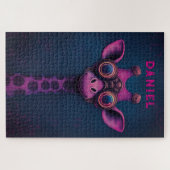 Bunte Cartoon-Giraffe mit Steampunk-Brille Puzzle (Horizontal)
