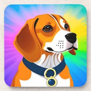 Bunte Cartoon-Hund-Illustration Getränkeuntersetzer