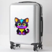Bunte Cartoon-Katze mit Neonfarben Aufkleber (Koffer)