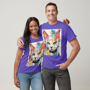 Bunte Cartoon-Katze mit verrücktem Auge GRAFFITI T-Shirt